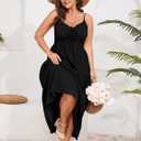 SHESTARR Women's Plus Size Summer Dress Spaghetti Strap Sleeveless Sweetheart Neck Swing A Line Maxi Long Dress (Black, XL)