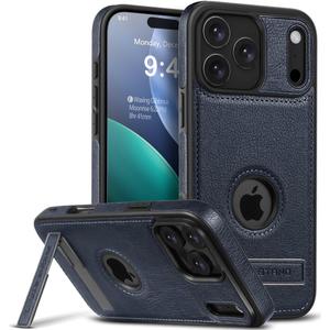 Designed for iPhone 17 Pro Max Leather Case with Stand, Protection Slim Adjustable Kickstand Phone Cover Compatible with iPhone 17 Pro Max (Blue)