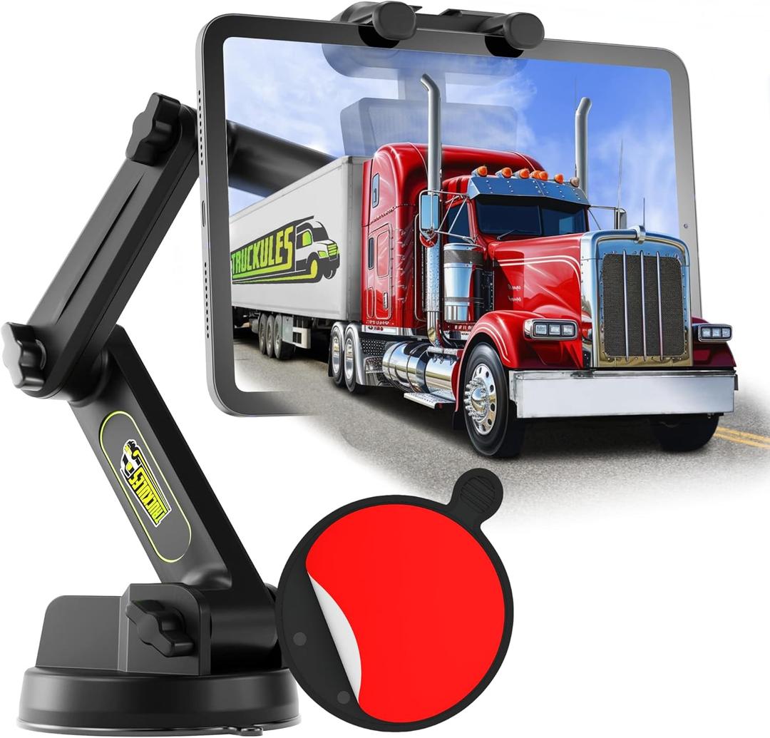 Tablet Holder for Truck Tablet Mount - iPad Mount for Truck, Heavy Duty Super Suction Cup, 16.7 inch Long Arm & Stable, Device & iPad Holder for Dashboard,Dashboard Pad Windshield and Window -Big Rig