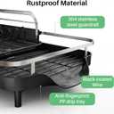 SAYZH Dish Drying Rack - Expandable Dish Rack for Kitchen Counter, Rust-Resistant Dish Drainer with Utensil Holder and Raised Guardrail, Kitchen Organizer for Cup and Bottle (Black)