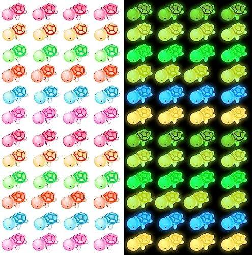 Lenwen 96 Pcs Glow in The Dark Turtle Figure Bulk Luminous Mini Sea Turtle Tiny Resin Animal Miniature Figurines for Ocean Animal Party Favors Ocean Theme Birthday Party Decorations DIY Home Garden