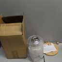 HBlife 5-7 Lbs Glass Rice Dispenser with Wooden Stand Flour and Cereal Container with Glass Measuring Cup Pantry Food Organization Storage Bin with Airtight Bamboo Lid, 3L