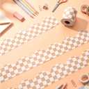 65.6 FT Bulletin Board Borders White and Brown Checkered Scalloped Borders Trim Self-Adhesive Scalloped Decorative Trim Roll Back to School Decor for School Blackboard Desk Wall