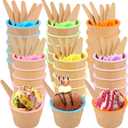 30 Pcs Ice Cream Bowls and Spoons Set Cartoon Candy Color Plastic Ice Cream Cups with Spoons Cartoon Candy Colorice Cream Bowls Set for Dessert, Frozen Yogurt, Gelato, Birthday Party Decorations