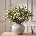 Daifunli 6 Bundles Artificial Silk Daisy Flower 17.7 Inch White Fake Daisies Decoration Faux Wildflowers Greenery Plant Stem Filler for Wedding Table Centerpiece Home Garden Porch Patio Decoration