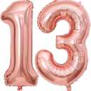 13 Balloon Number, 40 Inch Rose Gold Foil Balloons Giant Jumbo Helium Number 13 or 31 Balloons for 13th 31th Birthday Decorations Anniversary Events Girls Party Decorations (Rose Gold)