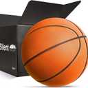 Silent Basketball Size 7 (29.5")  Grooved Airless Indoor Basketball for Quiet Dribbling and Indoor Training, Pro PU Foam Ball  Real Feel Higher Bounce Quieter (Orange)