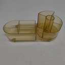 Rotating Makeup Organizer, Large Capacity Cosmetic Display Case, Easy to Hold all of your Makeup Products, at Least 20 Makeup Brushes/Eyeliner,10 Lipsticks,8 Skincare Products(Crystal Amber)