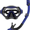 Snorkeling Gear for Adults, JRing Snorkel Mask Set with 180 Degree Tempered Glass Anti Fog Goggles Scuba Dry Top Snorkel for Swimming, Scuba Diving Mask for Men Women
