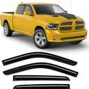 Tape-On Rain Guards Compatible with Dodge Ram 1500 Crew Cab 2011-2018 Black Extra Durable Shatterproof Side Window Deflectors, Vent Window Visors, Wind Deflectors - 4 PCS