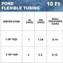Frienda 10ft 2" Dia Pond Tubing Clear Flexible PVC Pipe Swimming Pool Replacement Hose Long Corrugated Non Kink Drainage Hose with White Helix Reinforced Tube for Pool Spas Garden Ponds Aquariums