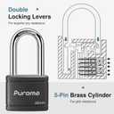 Puroma 2 Pack Keyed Padlock with 3 Keys Alike, 1.8 Inch Locker Lock 40mm Heavy-Duty Locks for Gate Fence Hasp Cabinet Toolbox School Gym Locker (Black)