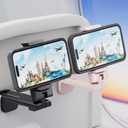 MiiKARE Travel Essentials Airplane Phone Holder, Universal Handsfree Phone Mount for Flying with 360 Degree Rotation, Travel Must Haves Phone Stand for Desk, Tray Table, Black&Pink