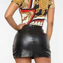 Panegy Women Leather Skirt Side Split Bodycon Mini Skirt High Waist Skirt for Club Party Casual (Black, XL)