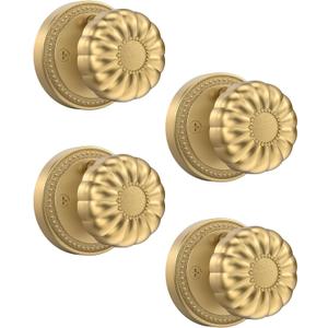 Asidrama 4 Pack Champagne Bronze Privacy Door Knobs with Lock, Door Handles with Champagne Bronze Door Knobs Interior for Bedroom or Bathroom, Heavy Duty Door Lever for Left Right Sided Doors