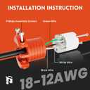 PLUGTUL Extension Cord Ends Male and Female, Replacement Plug & Connector Set, 3 Prong, 15Amp, 125Volt, NEMA 5-15P & NEMA 5-15R, ETL Listed, 5 Set, Orange