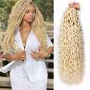 ZRQ 8 Packs 613 Goddess Locs Crochet Hair 24 Inch Blonde River Locs Croceht Braids, Pre Looped Long Bohemian Locs Boho Style Hipple Locs With Curly Ends 613# (24 Inch (Pack of 8))