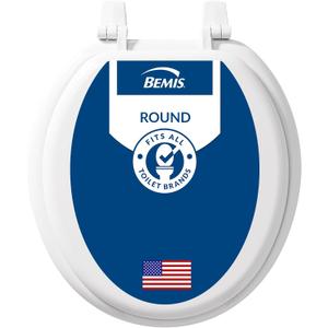 Bemis 400TTA Economy Durable Wood Toilet Seat, Made in USA, Round, White