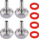 4PCS Keg Coupler Barb Connector,Stainless Steel 304 Beer Kegerator Sankey Couplers,Hex Nut 5/8"G Thread x 1/4" Barb Beer Line Tailpiece Nipple Fitting with Sealing Gasket Washer