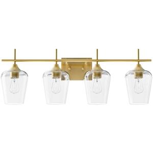 VONLUCE Bathroom Vanity Light, 4 Light Bathroom Light Fixture Over Mirror, Bathroom Wall Lamp with Clear Glass, Modern Gold Vanity Lighting fixtures for Bathroom, Bedroom, Hallway