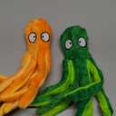 Dog Squeaky Toys Octopus - No Stuffing Crinkle Plush Toys for Puppy Teething, Durable Interactive Chew Toys for Small, Medium and Large Dogs Training and Reduce Boredom, 2 Pack (Orange+Green)