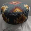 Jute Ottoman Wooden Kilim Stool for Living Room (Grey)
