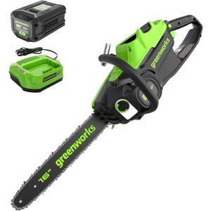 Greenworks 80V 16" Brushless Cordless Chainsaw (Great For Tree Felling, Limbing, Pruning, and Firewood), 75+ Compatible Tools, 2.5Ah Battery and Charger Included