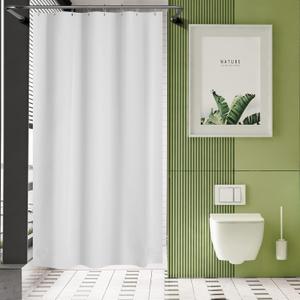 AmazerBath 48x72 Shower Curtain Stall, PEVA White Heavy Duty Shower Curtain with 2 Weighted Stones and 8 Grommet Holes