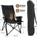 Folding Camping Chair, High Back Padded Portable Camp Chair with Storage Bag, 600D Oxford Fabric Comfortable Chair for Outdoor Camping, Beach, Fishing (Black)