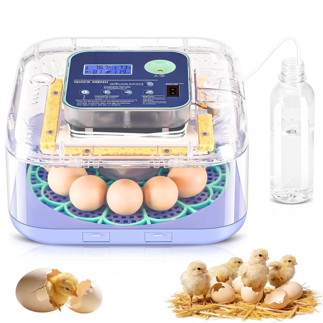 Incubators for Hatching Eggs, Smart Egg Incubator with Humidity & Temp Control and Auto Turner, 360 View Incubadora De Huevos De Gallina for Chicken, Duck, Quail Eggs, Ideal for Farm, School and Lab