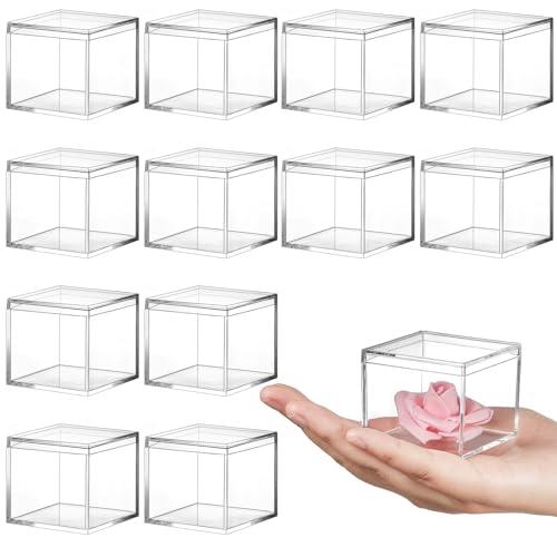 Juexica 9 Pcs Clear Acrylic Box with Lid Plastic Small Acrylic Boxes Decorative Storage Box Jewelry Display Mini Clear Container for Home Candy Pill Tiny Jewelry(Square,2.17 x 2.17 x 1.77)