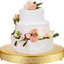 Wenqik Cake Stand 20 Inch Round Metal Cupcake Dessert Wedding Cake Stand Cookies Display Holder Fruit Serving Tray for Table Wedding Birthday Anniversary Party(Gold)