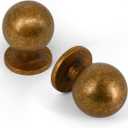 FILTA 10 Pack 1Inch(27mm) Diameter Round Solid Ball Antique Brass Cabinet Knobs Drawer Pulls Cabinet Hardware for Kitchen Cabinets and Bathroom Cabinets (Single Hole Knob)