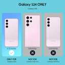 SHEDEER for Samsung Galaxy S24 Case with Glitter Camera Protector & Screen Protector, Samsung S24 Case Chic Anti-Yellowing Pattern, Shockproof Drop Protection Phone Cover S24 6.2'', Starlight Blue