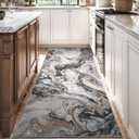 2x10 Runner Rug for Hallways Kitchen Modern Abstract Washable Runner Rug Blue Soft Non Slip Marble Carpet Runner for Laundry Entryway Bedroom Bathroom