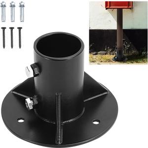 1PC Round Posts Base Bracket Chain Link Fence Flange Post Holder Heavy Solid Pole Floor Flange for Holding Fence Mailbox Pergola Railing Deck Round Posts (OD 2-3/8'') with Screws