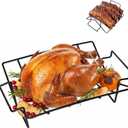 BBQ V-Shaped Rib Rack For Smoking and Grilling Turkey Roasting Rack For Bigg Green Eggs,Kamad Joe,Primo,Vision,Dual-Purpose Rib Rack for Smoking,Grills and Indoor Ovens Accessories Roasting Rack