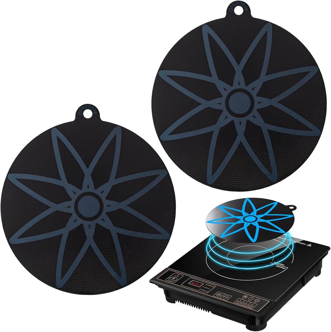 Thermochromic Silicone Induction Cooktop Protect Mat, Two pcs 9.5 inch Silicone mat for Induction Cooktop,Induction Cooktop protective cover