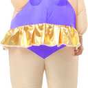 Inflatable Ballerina Costume Adults Blow Up Sumo Fat Dancer Suit for Halloween Party (Purple)