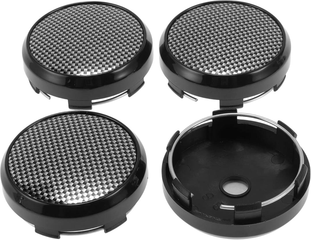 ACROPIX 4 Pcs Wheel Center Caps Hub Caps Rim Center Caps 2.42" 2.6" Wheel Caps Hubcap Center Covers Black with Gradient Grid Logo Plastic 6 Clips Black