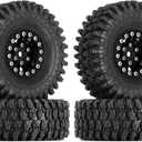 INJORA 1.0 Beadlock Wheel S5 Super Soft Sticky Crawler Tires for TRX4M Axial AX24 SCX24 FCX24 Enduro24 Upgrade, 57 * 22mm(Black)