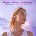 Pearl Clip Ear Open Earbuds, Bluetooth 5.4 Headphones, IPX7 Waterproof Headsets, Clip on Earphones with Microphone, Suitable for Small Ears, Sports and Running, Exercise(Purple) 3