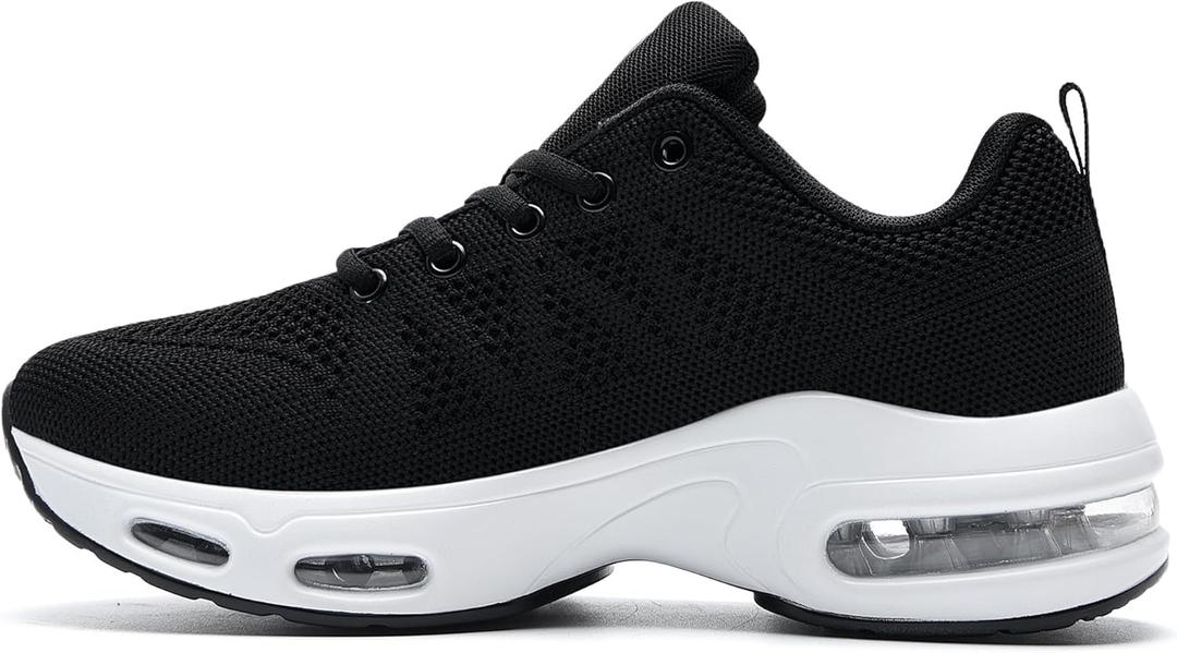 Womens Running Shoes Walking Tennis Gym Fashion Sneakers Athletic Casual Comfortable Breathable Jogging Shoe Black/White US Size 9