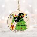 3 x Funny Cat Ornament 2025  Meowy Christmas Ornamnet Wooden Round Holiday Decoration in Tree for Cat Lovers, Pet Owners & Funny Christmas Tree Dcor