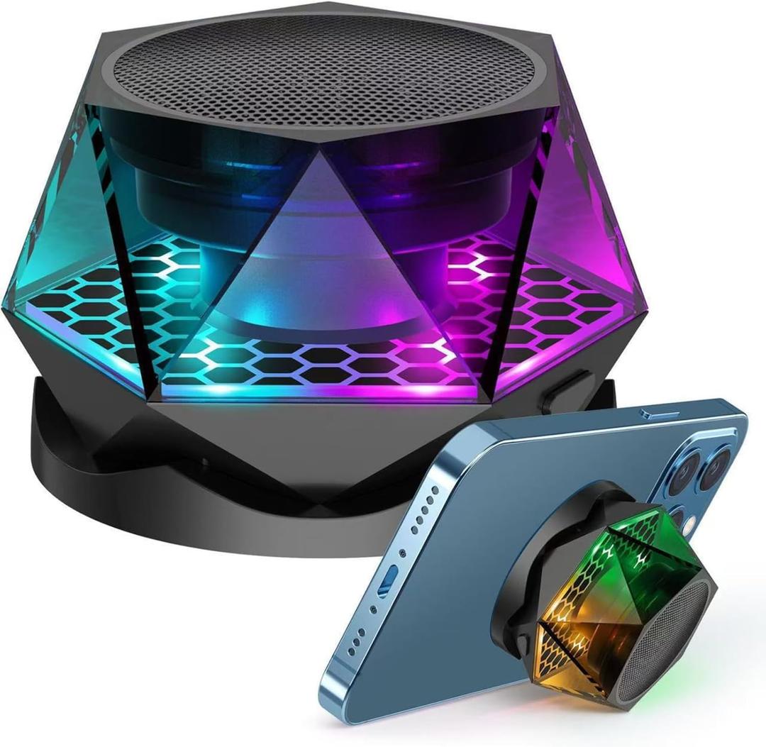 Portable Bluetooth Speaker with RGB LED Lights, Wireless Connectivity, Type-C Charging, 800mAh Battery, Black