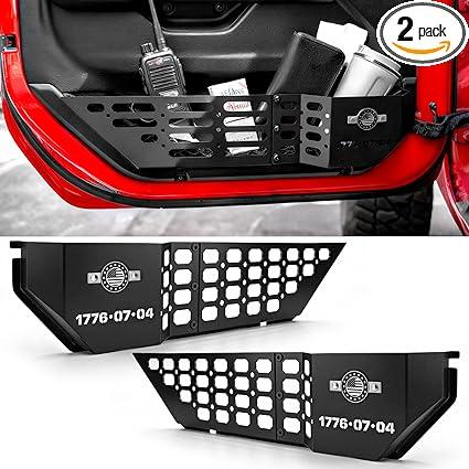 JK Front Door Pockets, Metal Front Door Storage Box for 2011-2018 Wrangler JK JKU 2/4, 2 PCS Door Side Insert Organizer Box for Replace Sagging Nets Storage Accessories
