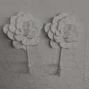 Guichifun Flower Coat Hooks Wall Decor - 2pcs Resin White Decorative Wall Hooks for Hanging Clothes Coats Towels Keys Bags Hats Bathroom Home Decoration Gift 4 x 1.5 x 7 Inch