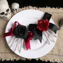 2 x 1Pcs Halloween Hair Clips for Women YEFIUO Bow Hair Ties No Damage Skeleton Hand Flat Alligator Claw Clips Fashion Rose Flower Barrettes Hair Accessories Decoration Halloween Gifts for Girls (Black)