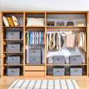 INSTY 2 Pack Shoe Organizer for Closet,Fits up to 32 Pairs,Adjustable Dividers for Shoe Storage,Fabric Shoe Storage Bins with Clear Cover,Grey