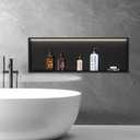 Neodrain LED Light Shower Niche, Matte Black Wall Niche, 36"X12", Stainless Steel Bathroom Cabinet with 3000K Light, Waterproof Recessed Shampoo Storage in wall, No Tile Needed